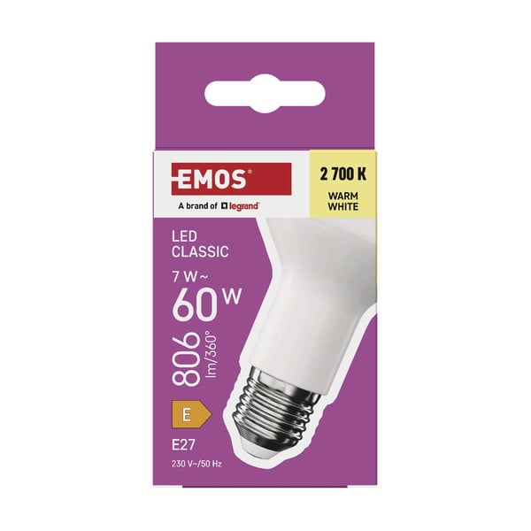 Teplá biela LED žiarovka E27, 7 W – EMOS-image-1