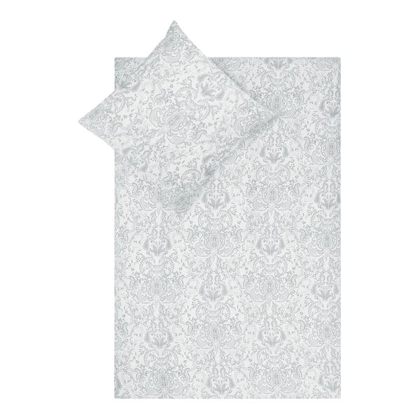Sivo-biele obliečky na jednolôžko z bavlneného saténu Maison Majolie Grantham, 135 x 200 cm