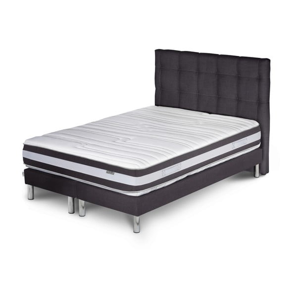 Tmavosivá posteľ s matracom a dvojitým boxspringom Stella Cadente Maison Mars Saches, 180 × 200 cm