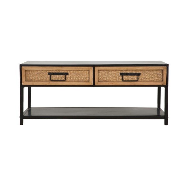 Čierny/v prírodnej farbe kovový TV stolík 95x38x38 cm Hanoi – Mauro Ferretti