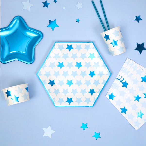 Sada 8 papierových tanierov Neviti Little Star Blue