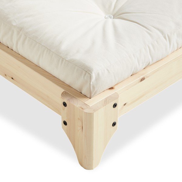 Dvojlôžková posteľ z borovicového dreva s matracom Karup Design Elan Comfort Mat Natural Clear/Natural, 140 x 200 cm-image-4