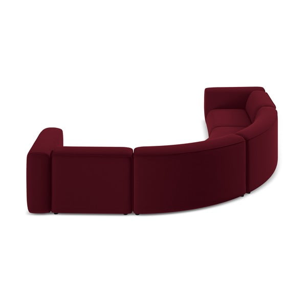 Vínovočervená zamatová rohová pohovka Ekahi – Makamii-image-4