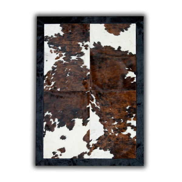 Hnedý koberec z pravej kože Pipsa Pieces, 140 × 200 cm