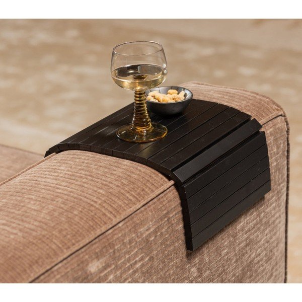 Čierna flexibilná drevená podrúčka na pohovku WOOOD Tray-image-1