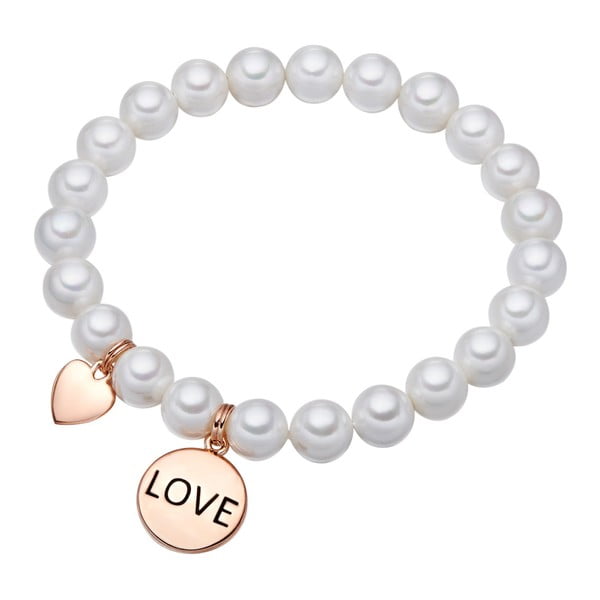 Biely perlový náramok Pearls of London Love, dĺžka 19 cm