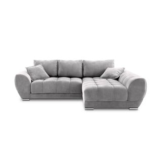 Svetlosivá rozkladacia rohová pohovka so zamatovým poťahom Windsor & Co Sofas Nuage, pravý roh