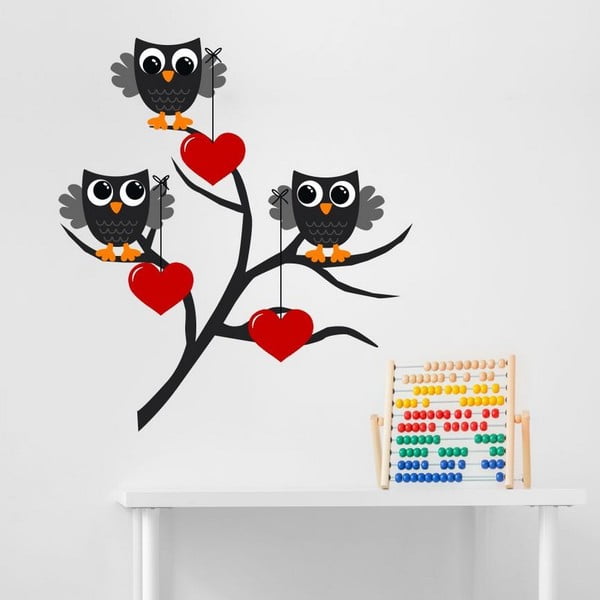Dekoratívna nálepka na stenu Owl & Heart