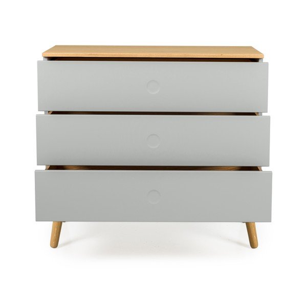 Sivá komoda s detailmi v dekore dubového dreva Tenzo Dot, 90 x 79 cm-image-3