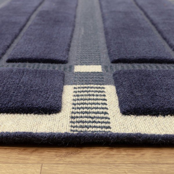 Tmavomodrý/béžový ručne tkaný vlnený koberec 120x170 cm – Asiatic Carpets-image-3
