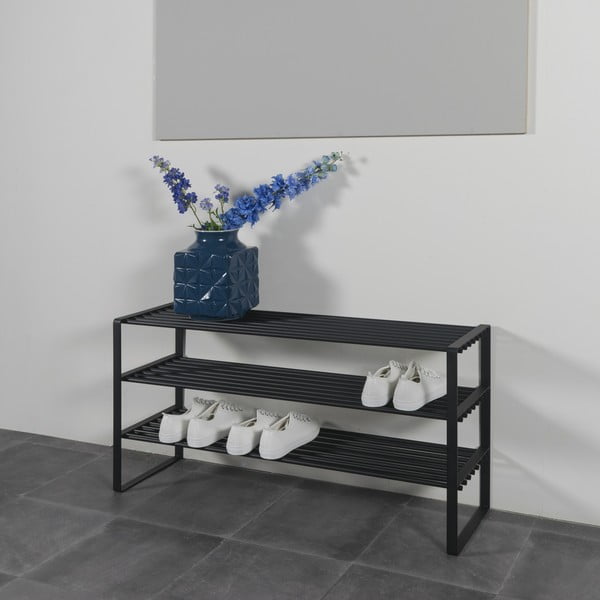 Čierna kovová skrinka na topánky 100x48,5x29 cm Rex – Spinder Design-image-1