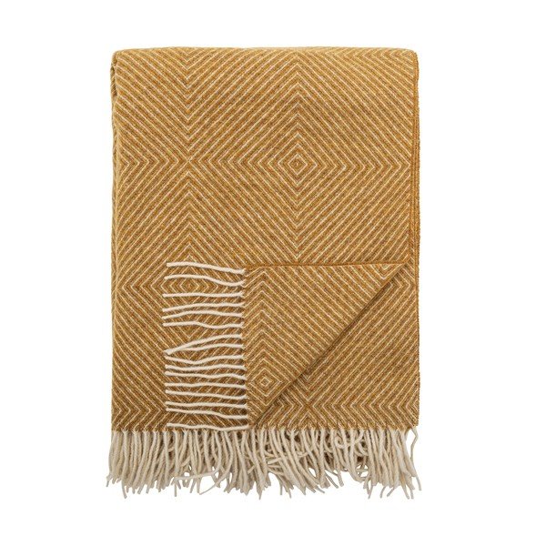 Žltá deka s prímesou vlny 140x200 cm Hoshi – Bloomingville
