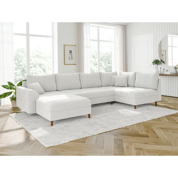 Krémová rohová pohovka z textílie bouclé (ľavý roh/do "U") Ariella – Ropez-image-3