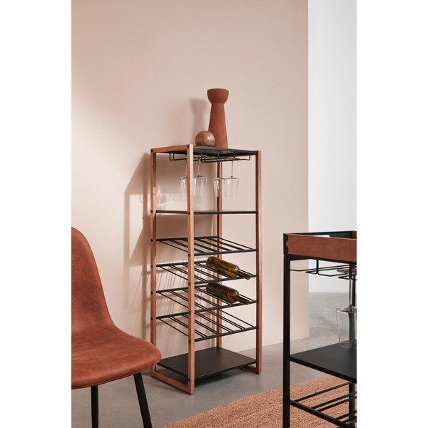 Čierna/v prírodnej farbe kovová vinotéka počet fliaš 20, 50x122x35 cm Isaac – Yes Everyday-image-1