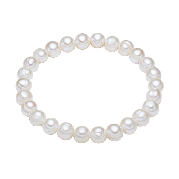 Biely perlový náramok Chakra Pearls, 17 cm