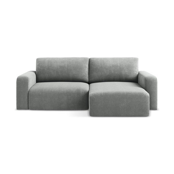 Sivá ženilková rozkladacia/s úložným priestorom rohová pohovka (pravý roh/s leňoškou) Kona – Makamii