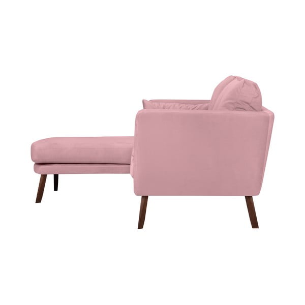 Svetloružová trojmiestna pohovka Mazzini Sofas Elena, s leňoškou na ľavom rohu-image-3