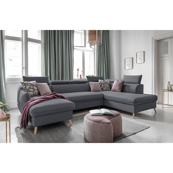 Tmavosivá rozkladacia rohová pohovka (pravý roh) Sweet Harmony – Miuform-image-4