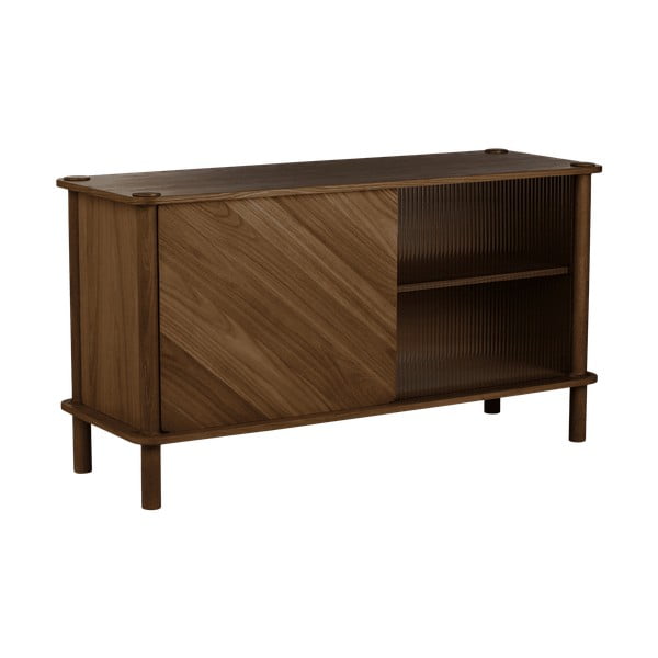 Hnedá vitrína z dubového dreva s posuvnými dverami 135x73,5x48 cm Italic – UMAGE-image-2