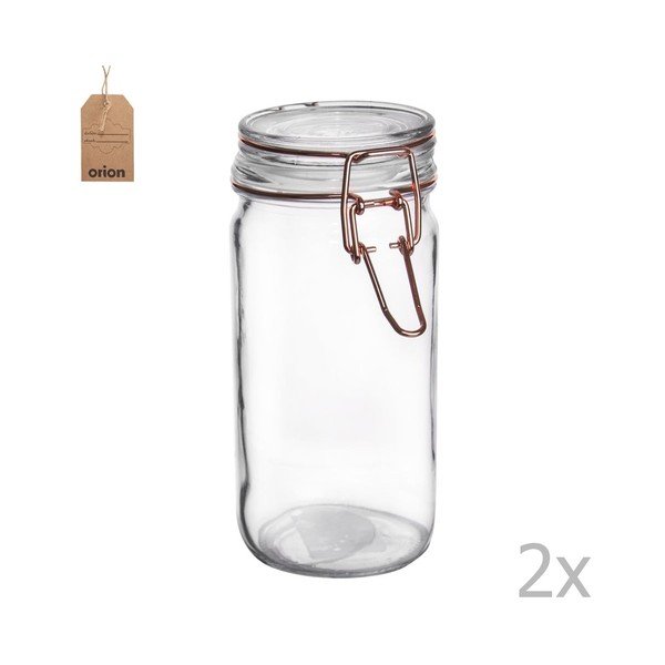 Set 2 sklenených dóz s kovovým patentom Orion Róza, 400 ml