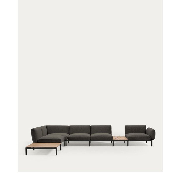 Tmavosivá čalúnená záhradná pohovka (ľavý roh) Sorells – Kave Home-image-3