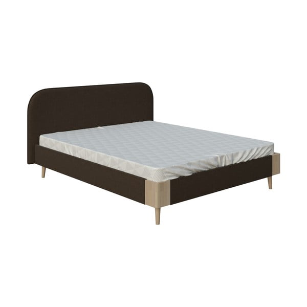 Hnedá dvojlôžková posteľ PreSpánok Lagom Plain Soft, 140 x 200 cm