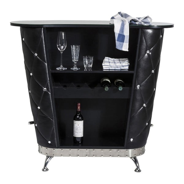 Čierny barový stolík s policou na 5 vínnych fliaš Kare Design Rocky