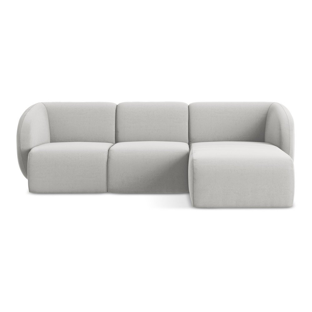 Svetlosivá zamatová rohová pohovka (pravý roh/s leňoškou) Lani – Makamii