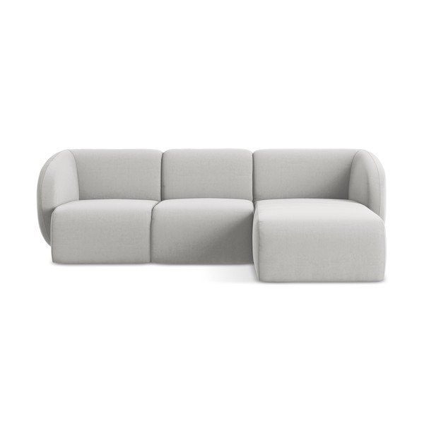 Svetlosivá zamatová rohová pohovka (pravý roh/s leňoškou) Lani – Makamii