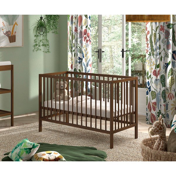 Hnedá postieľka z bukového dreva s nastaviteľnou výškou 60x120 cm Dino – Vipack-image-1