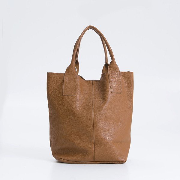 Koňakovohnedá kožená kabelka Giorgio Costa Lauretta-image-1