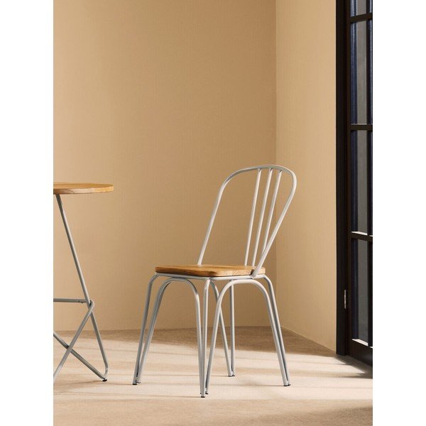 Sivá/v prírodnej farbe jedálenská stolička z brestového dreva District – Premier Housewares-image-1