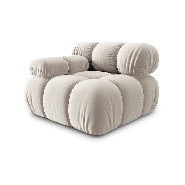 Béžový zamatový modul pohovky (ľavý roh) Bellis – Micadoni -image-3