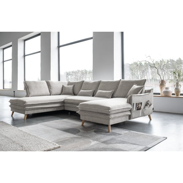 Béžová rozkladacia rohová pohovka (ľavý roh/do tvaru "U") Charming Charlie – Miuform-image-4