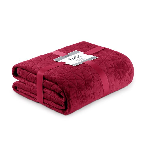 Červený pléd cez posteľ AmeliaHome Laila Ruby Red, 260 x 240 cm