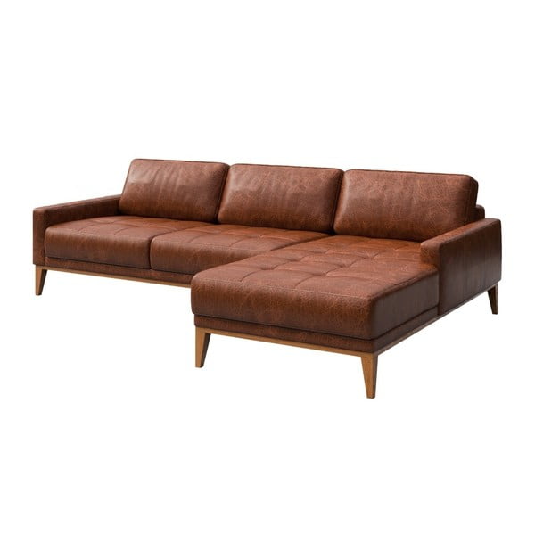Červenohnedá kožená rohová pohovka MESONICA Musso Tufted, pravý roh-image-2
