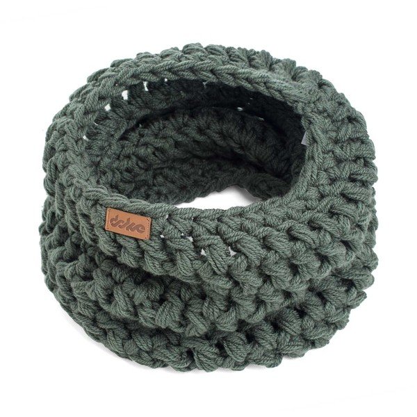 Olivovozelený ručne háčkovaný kruhový nákrčník DOKE Tommy