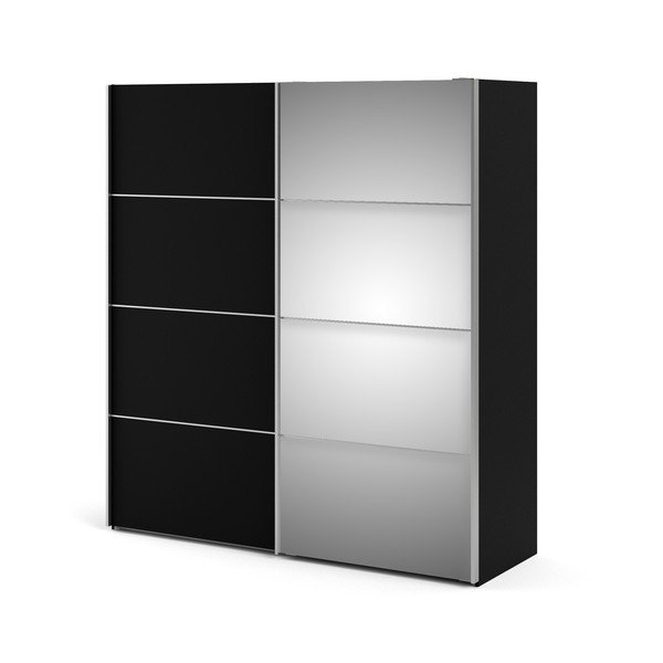 Čierna šatníková skriňa so zrkadlom Tvilum Verona, 182 x 202 cm-image-1