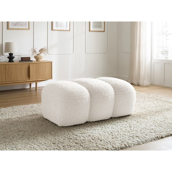 Biela podnožka z textílie buklé Hippolyte – Bobochic Paris-image-1