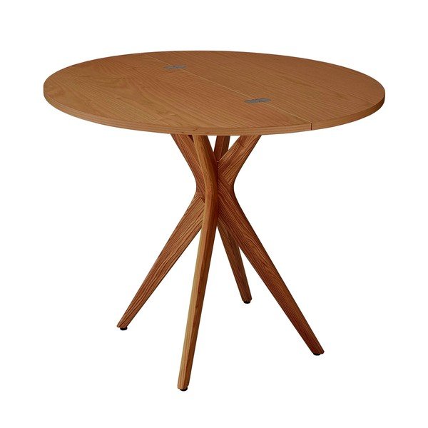 Okrúhly rozkladací jedálenský stôl s doskou v dekore jaseňového dreva 45x90 cm Jubi – Ragaba-image-2