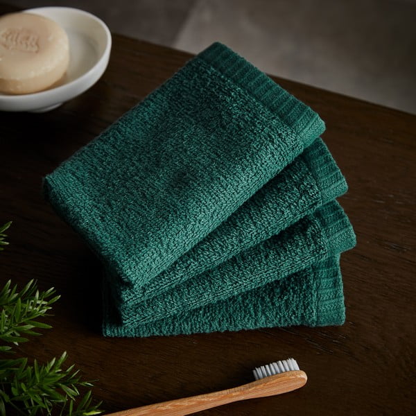 Zelené rýchloschnúce bavlnené uteráky v súprave 4 ks 30x30 cm Quick Dry – Catherine Lansfield-image-1