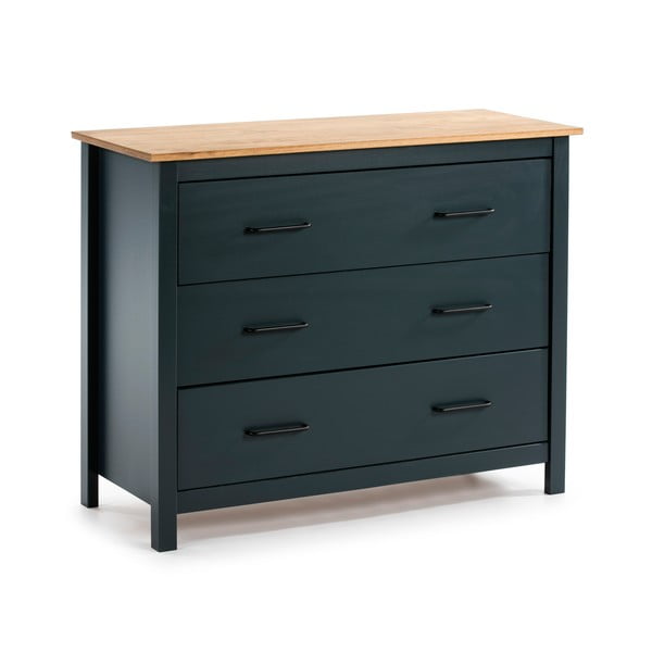 Tmavomodrá nízka komoda z borovicového dreva 100x80 cm Miranda – Marckeric-image-2