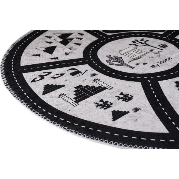 Čierno-biely prateľný detský hrací koberec ø120 cm My Home – Vitaus-image-2