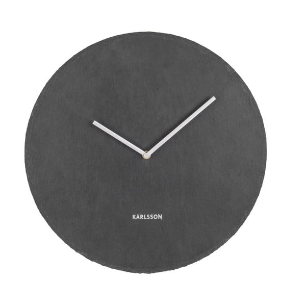 Čierne nástenné bridlicové hodiny Karlsson Slate, Ø 40 cm