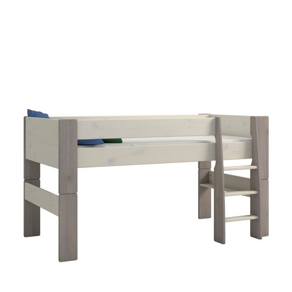Bielo-sivá vyvýšená detská posteľ z borovicového dreva 90x200 cm Steens for Kids - Tvilum