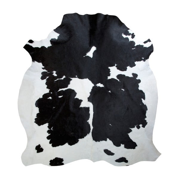 Čierno-biela kožená predložka Pipsa Normand Cow, 210 × 220 cm