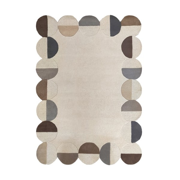 Sivobéžový ručne tkaný vlnený koberec 160x230 cm Mia Scallop Frame – Flair Rugs