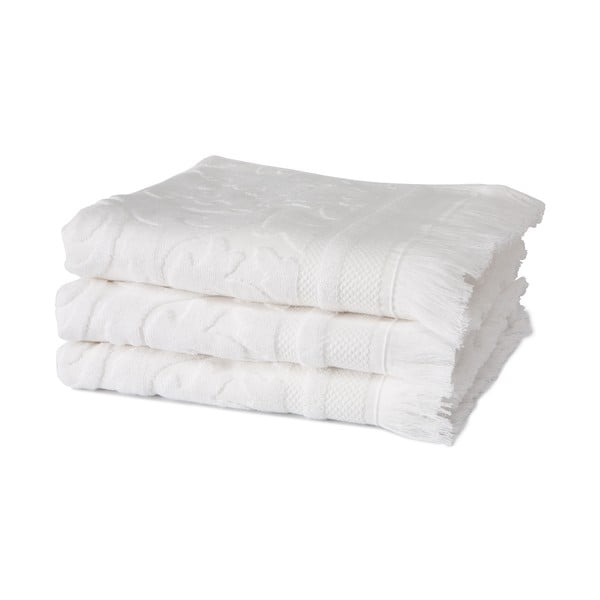 Sada 3 bielych uterákov z organickej bavlny Seahorse, 60 × 110 cm