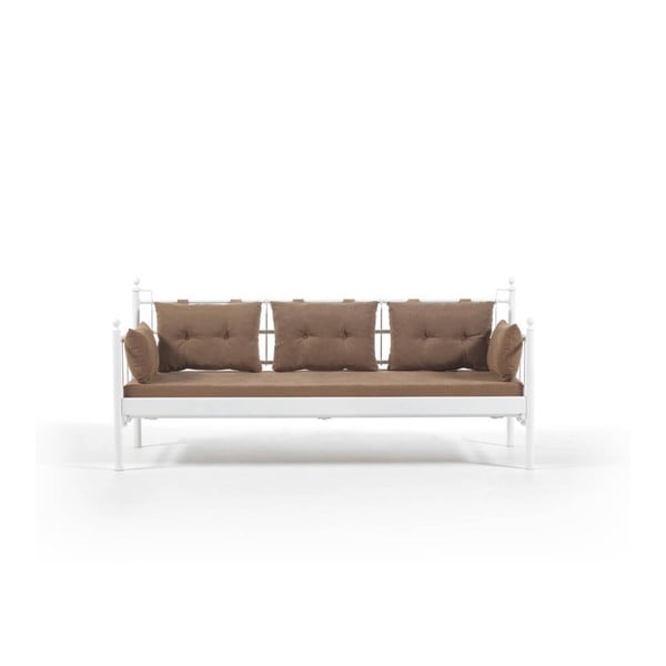 Hnedá trojmiestna vonkajšia sedačka s bielou konštrukciou Lalas DKS, 96 × 209 cm