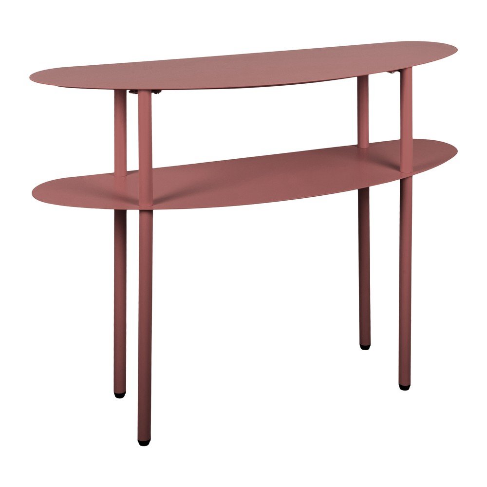 E-shop Vínovočervený kovový konzolový stolík 28x90 cm Riqueza – Leitmotiv